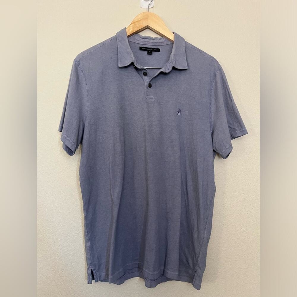 John Varvatos Blue 100% Cotton Peace Polo Sz L